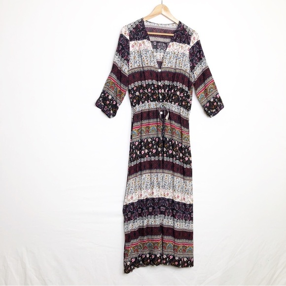 Bohemian multicolored, button-down maxi dress - Picture 9 of 9